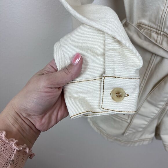 Rhythm Romper Womens Medium Sinclair Denim Boiler Suit Romper Utility Cream - Picture 4 of 13